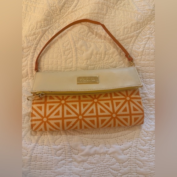 Spartina 449 Natural Linen & Leather Geometric Clutch - NWOT - Picture 1 of 11